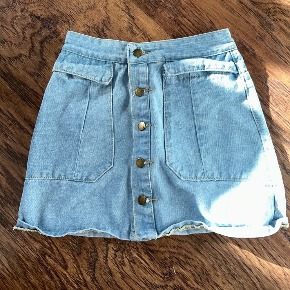Denim Skirt with Pockets